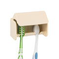 Linkidea Wall Mount Toothbrush Holder with Cover, 2 Slots Plastic Self Adhesive Brush Hanger for Shower, Compatible with Oral-B CrossAction, Colgate Renewal, Reach Essentials(Creamy)