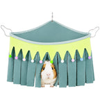 Corner Fleece Hideout Hammock for Small Animals, Cozy Hanging Cage Bed with Tassel Curtain, Soft Habitat Shelter with 3 Metal Hooks for Guinea Pigs, Rabbits, Rats, Ferrets, Chinchillas