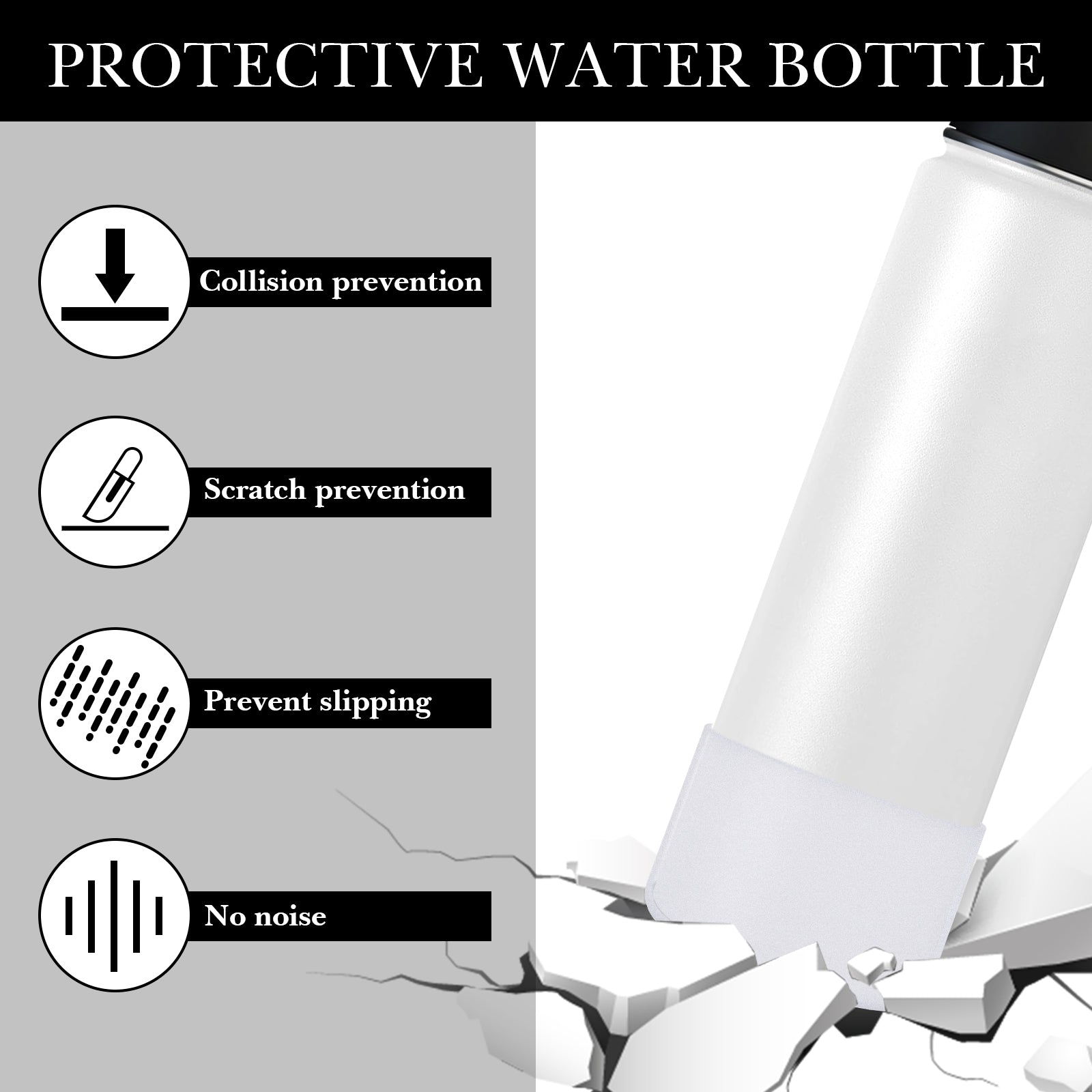 Linkidea 2 Pack Water Bottle Boot Compatible with IRON °FLASK Wide/Narrow Mouth 12oz/14oz/16oz/18oz/20oz/22oz/24oz, Silicone Bottle Bottom Sleeve Cover Bumper Protector (Clear)