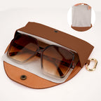 Linkidea Oversized Sunglasses Pouch, Large Frame Glasses Pouch for Sunglasses, Eyeglasses Travel Bag Compatible with Rayban Aviator Max/New Wayfarer (Brown)