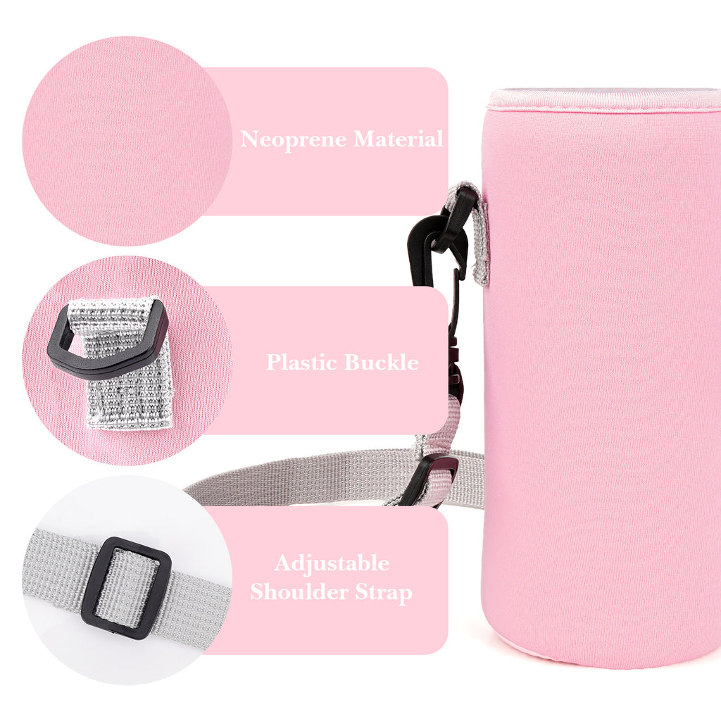 Linkidea Water Bottle Carrier with Strap Compatible with Simple Modern Summit Collection 22oz, Hydro Flask Wide Mouth, Waterbottle Sling Bag Holder with Shoulder Strap (Pink)