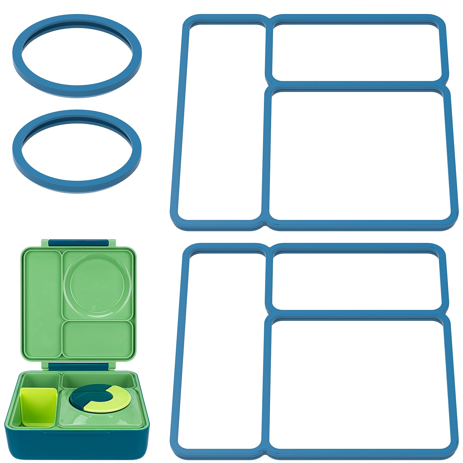 Linkidea 4 Pcs Silicone Seal Replacement, Exact Fit Lid Seal Gasket Compatible with OmieBox, Leakproof Food Safe Parts & Accessories for Bento Box (Navy)