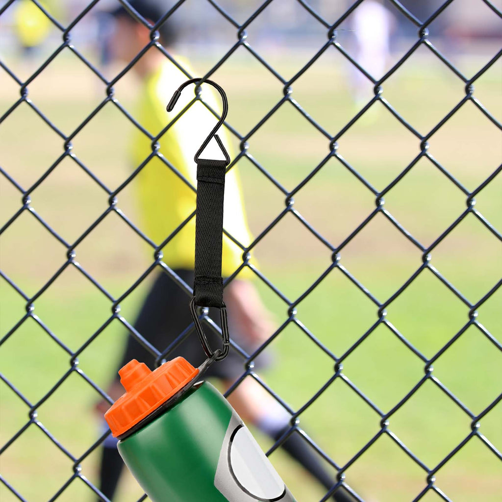 Linkidea 2 Pack Fence Hooks for Squeeze Sport Water Bottle, Compatible with Gatorade 30oz/32oz Plastic Squeeze, S-Shaped Hook Hanger with Bottle Ring for Outdoor (Black)