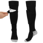 Linkidea 3 Pairs Soccer Socks with Built-in Shin Guard Pockets for Kids, Knee High Soccer Socks Avoid Shin Guards Move Around, Improved Comfort (Black, Size S)