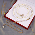 Chain Belt for Women, Gold and White Faux Pearl Waistbands, 31.5-43 Inch Adjustable Body Decorate for Dresses, Party, Casual Wear, Fashion Jewelry Accessory