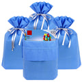 Linkidea 4 Pack Reusable Drawstring Gift Bags, Fabric Party Favor Bags for Birthday, Christmas & Holiday, Toy Storage Pouch for Building Blocks, Bricks & Goodie Bags (Blue)