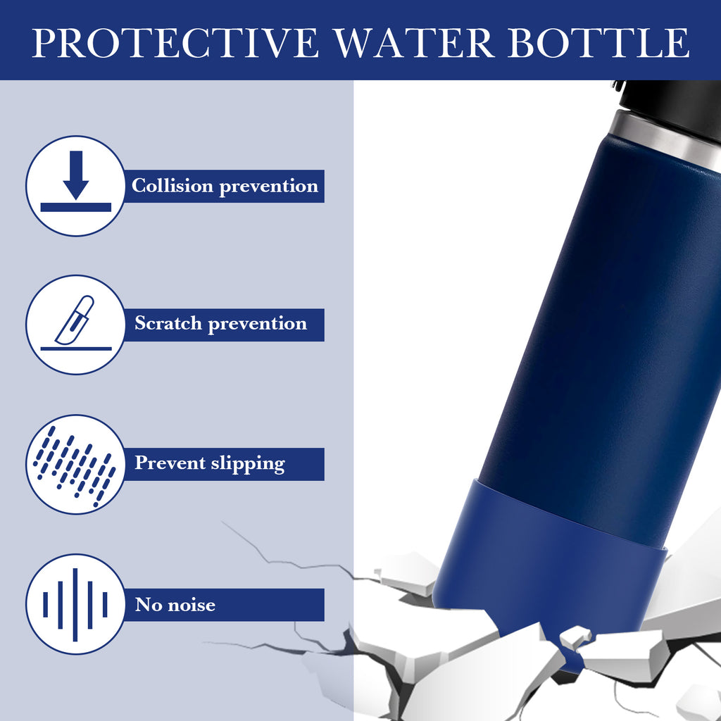 Linkidea 2 Pack Water Bottle Boot Compatible with Hydro Flask Wide Mouth Bottle 12oz/14oz/16oz/18oz/20oz, Silicone Bottle Bottom Sleeve Bumper Protector (Cobalt)