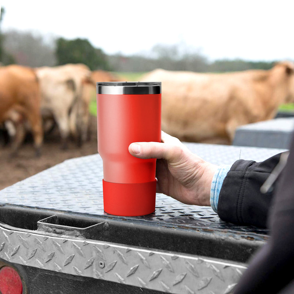 Linkidea Water Bottle Boot Compatible with YETI Rambler Travel Mug 20oz/30oz, Tumbler 20oz/30oz, Silicone Anti-Slip Water Bottle Bottom Sleeve Cover Protector (Red / 2 Pack)