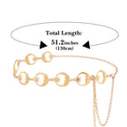 Women's Chain Belt, 2 Pack Metal Waist Chains, Adjustable Belly Belt with Moon Style, Fits 21.6-43.3 in Waist, 51.2 in Total Length