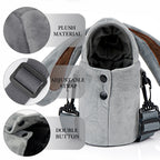 Linkidea Plush Water Bottle Carrier with Strap Compatible with Thermos FUNTAINER Steel/Tritan 12oz/16oz, Warm Gray Rabbit Waterbottle Sling Bag Holder with Shoulder Strap
