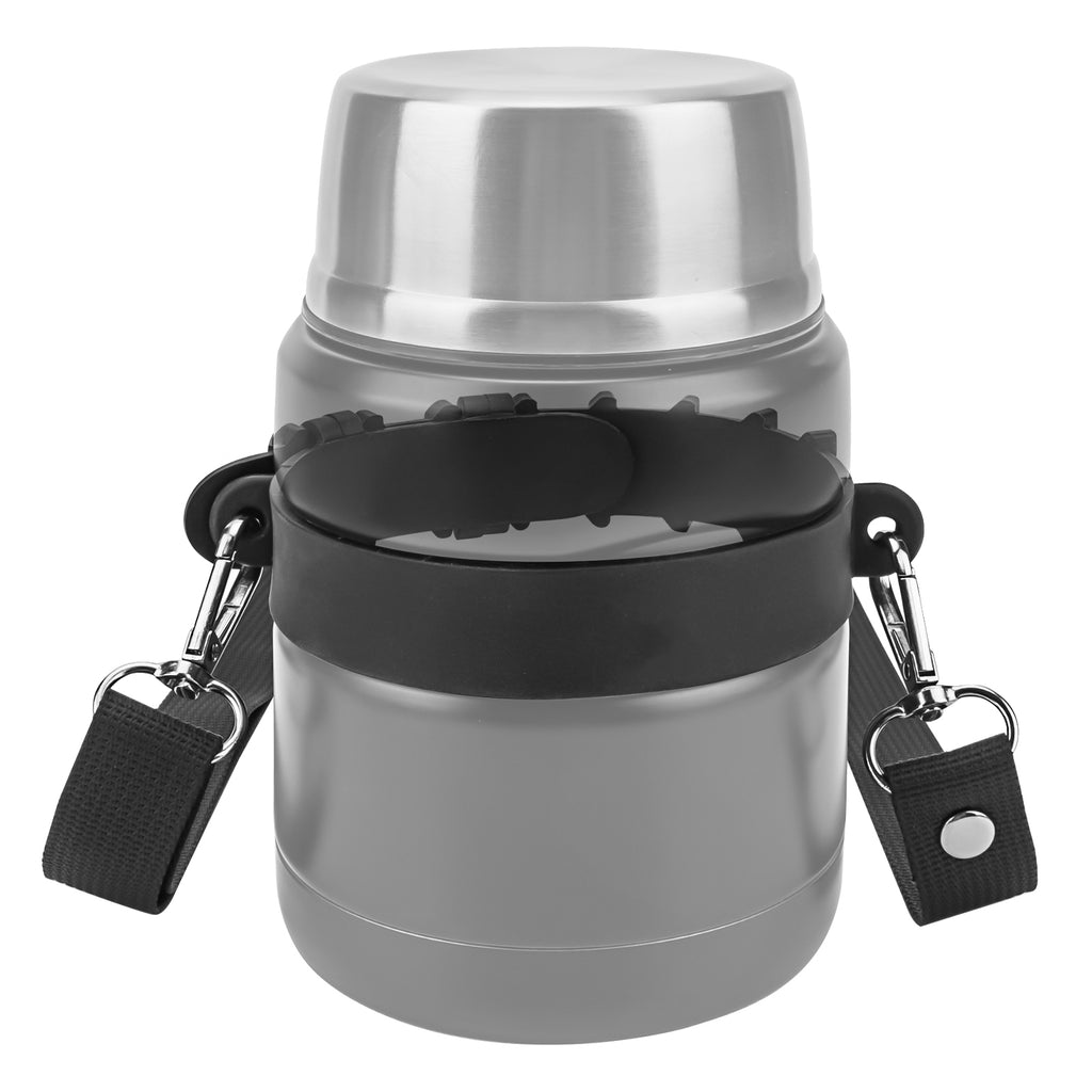 Linkidea Thermal Jar Carry Belt, Adjustable Storage Belt with Shoulder Strap, Suitable for Office Work, Outdoor Picnics, Compatible with THERMOS, Serlium, Bidakid, Blockhutte (Black)