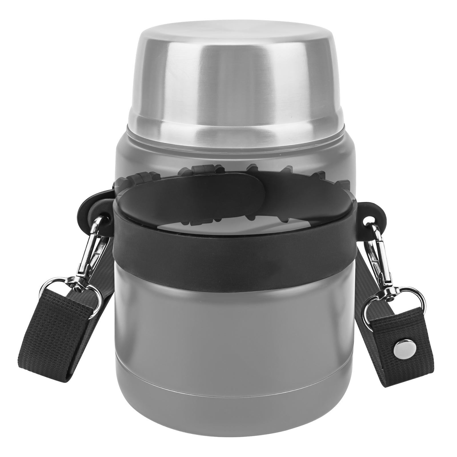 Linkidea Thermal Jar Carry Belt, Adjustable Storage Belt with Shoulder Strap, Suitable for Office Work, Outdoor Picnics, Compatible with THERMOS, Serlium, Bidakid, Blockhutte (Black)