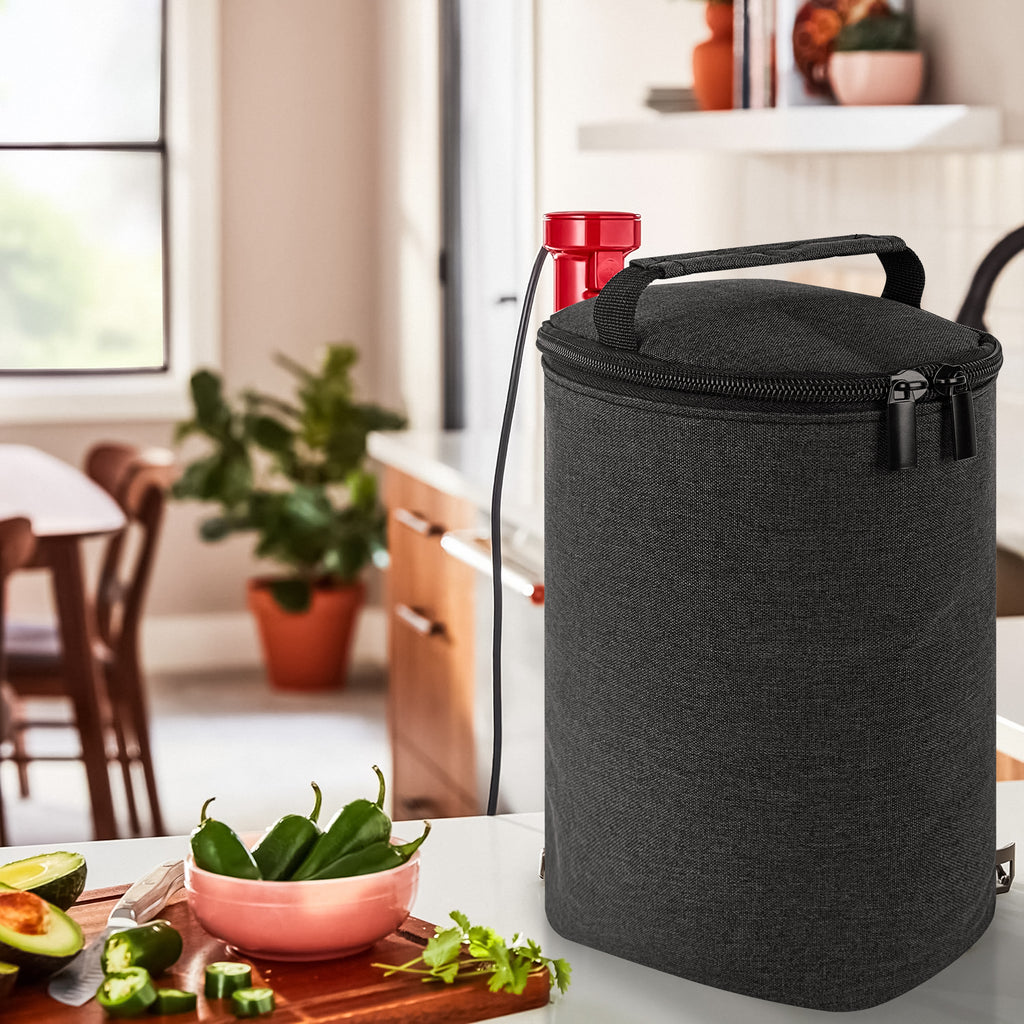 Linkidea Electric Immersion Blender Storage Bag, Portable Carrying Bag with Hand Strap, Compact Stick Blender Organizer Compatible with KitchenAid KHBV53 (Black)