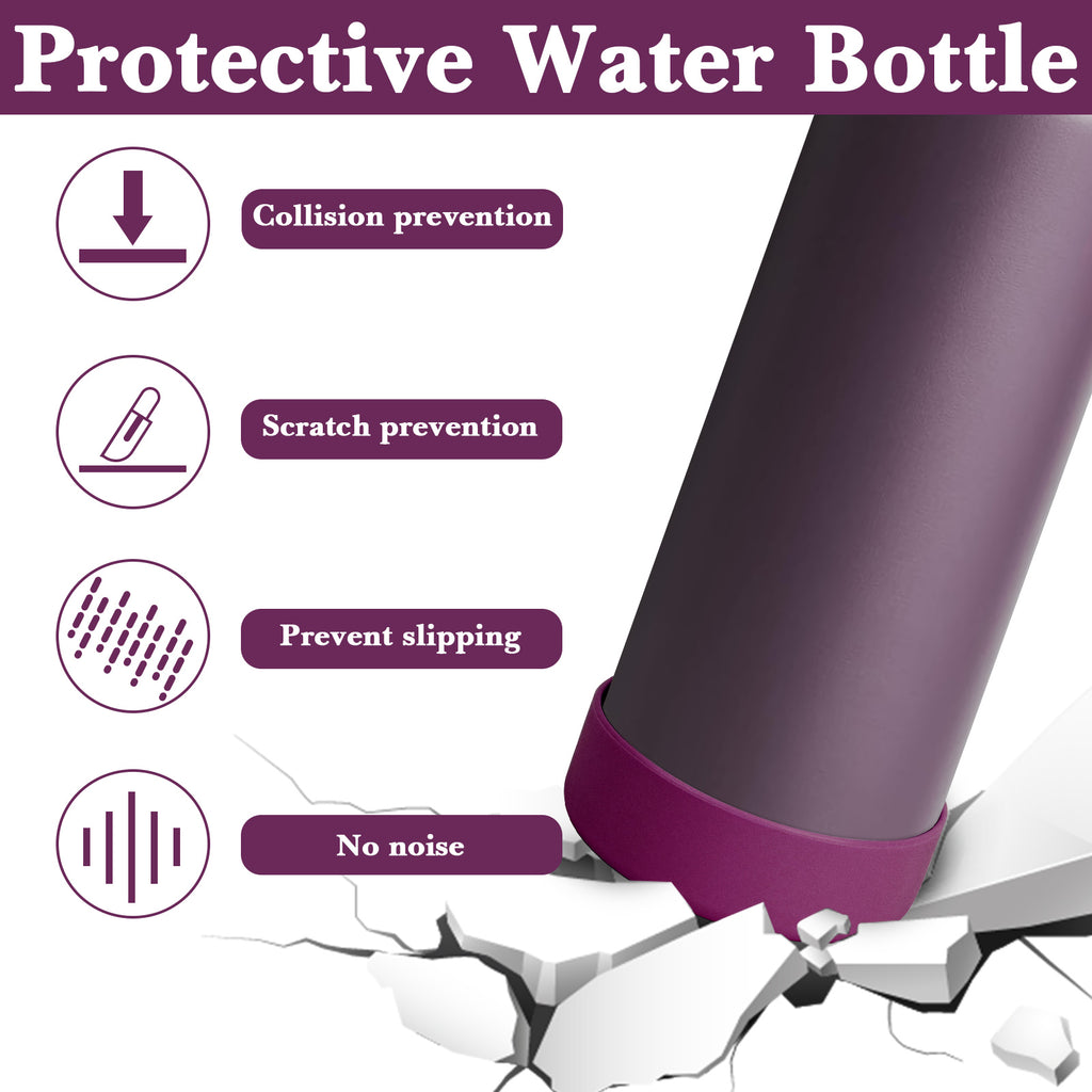 Linkidea 2 Pack Water Bottle Boot Compatible with YETI Rambler Bottle 26oz, Yonder 34oz, Silicone Anti-Slip Bottle Bottom Sleeve Bumper Protector (Nordic Purple)