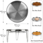 Linkidea Elevated Cat Bowls, 6.7" Extra Wide Raised Cat Food Bowl, Stainless Steel Cat Food Bowls Whisker Fatigue Shallow Dishes, Persian Cat Bowl with 3-Leg Stand - Dishwasher Safe