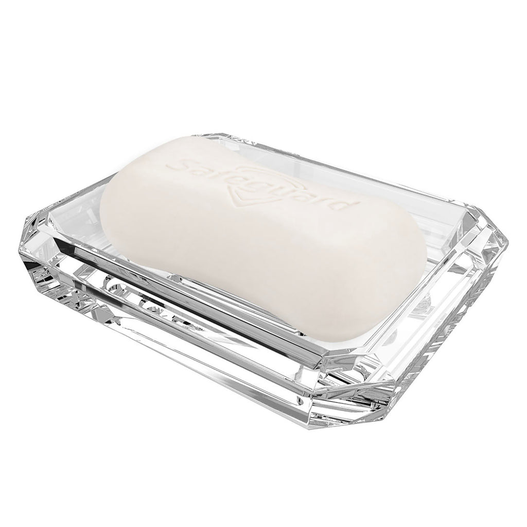 Linkidea 2 Pack Rectangle Glass Soap Dish, Bar Soap Sponge Holder for Bathroom Shower Countertop, Soap Saver Tray Plate (Clear)