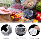 Linkidea 50 Pcs Elastic Food Storage Cover, Plastic Food Wrap Up To 17.7 in Diameter Fits Plate & Bowl, Reusable Stretch Food Covers for Kitchen, Dining Use