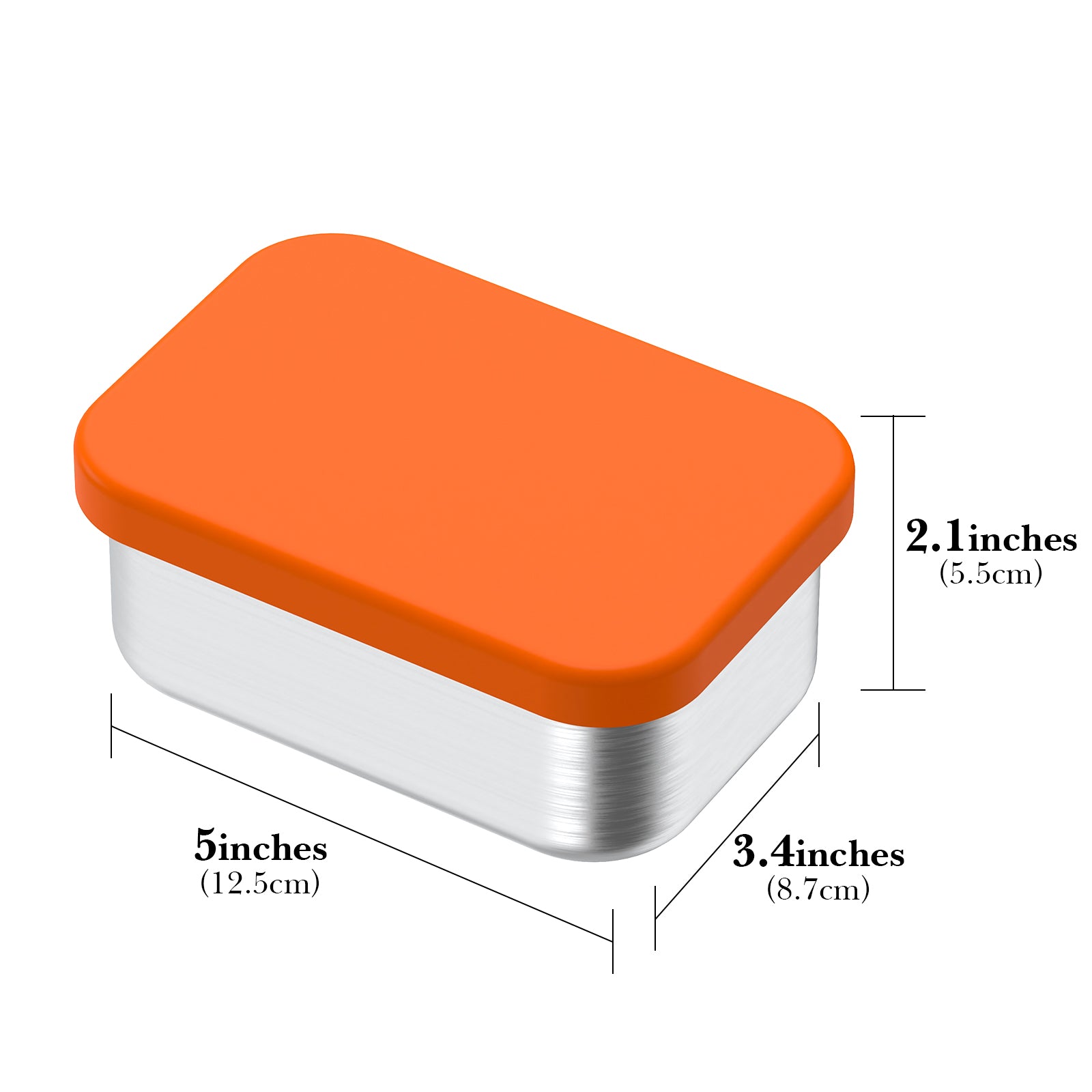 Linkidea 304 Stainless Steel Rectangle Bento Lunch Box, with Silicone Lids Dishwasher Safe, Plastic Free Storage Bento Box Container (12oz)