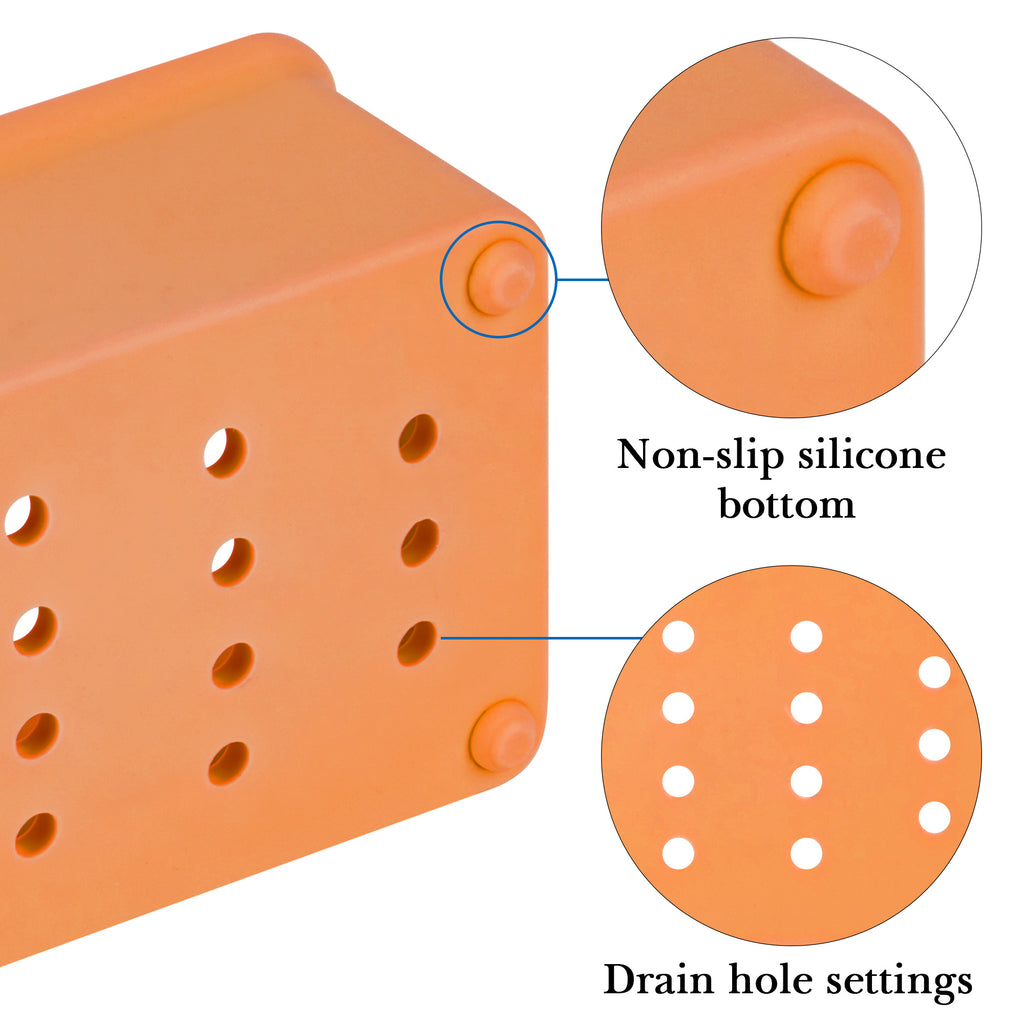 Linkidea Silicone Toothbrush Holder with Drainage Hole, Bathroom Drawer Organizer with Quick-Drying Stone, Compatible with Colgate ExtraClean, Oral-B CrossAction Manual Toothbrush (Orange)