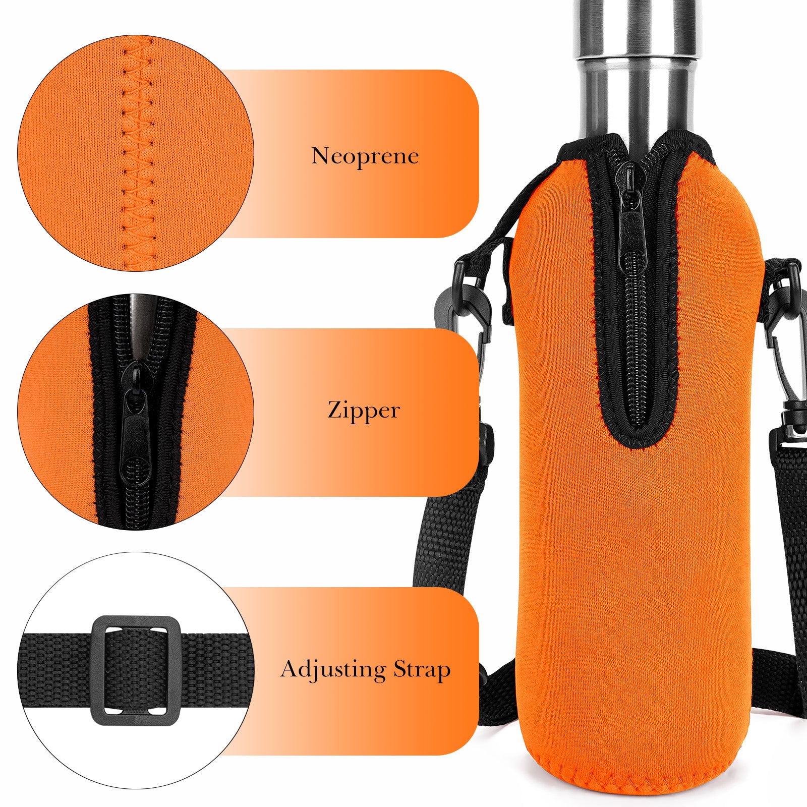 Linkidea Neoprene Water Bottle Carrier with Strap Compatible with S ORIGINAL, Koodee, MIRA 17oz Cola Shaped Bottle, Insulated Waterbottle Sling Bag Holder with Shoulder Strap, Orange