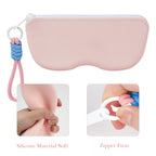 Extra Large Silicone Sunglasses Pouch Case with Hand Strap, Zipper Sun Glasses Eyeglasses Organizer Soft Bag Compatible with CELINE CL40227U Versace VE4395 Gucci GG0595S GG0875S