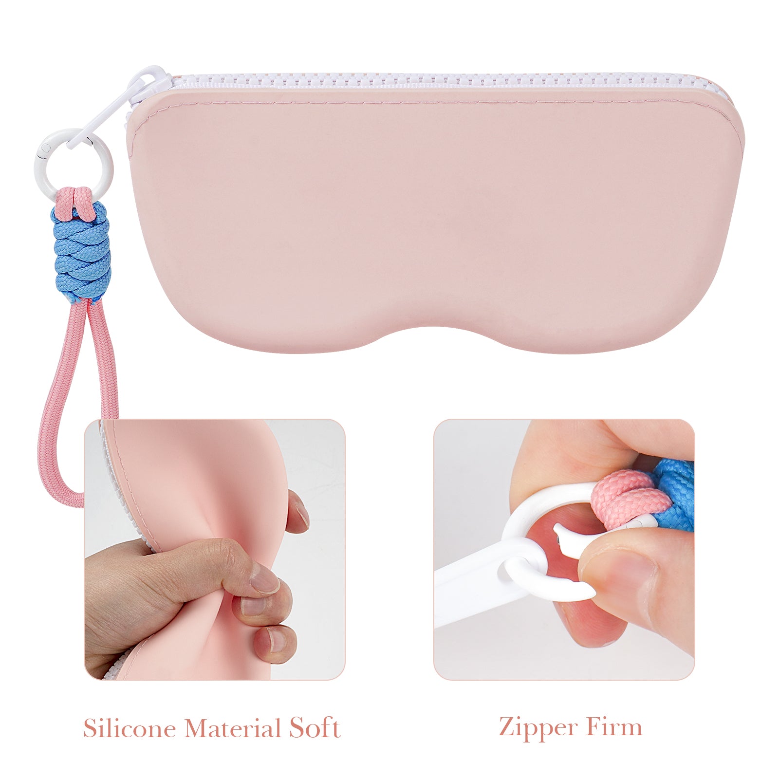 Extra Large Silicone Sunglasses Pouch Case with Hand Strap, Zipper Sun Glasses Eyeglasses Organizer Soft Bag Compatible with CELINE CL40227U Versace VE4395 Gucci GG0595S GG0875S