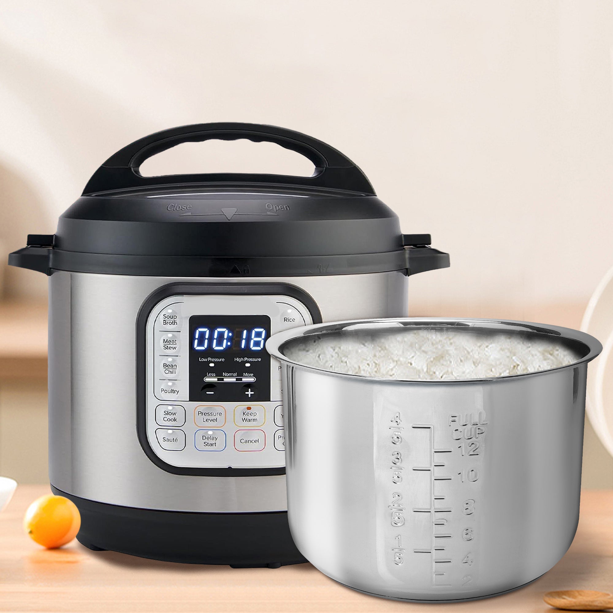 Linkidea Rice Cooker Stainless Steel Inner Pot Compatible with Instant Pot Duo 7-in-1, Dishwasher Safe, No Coating Replacement Bowl