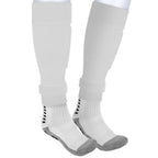 Linkidea Kids Soccer Grip Socks with Shin Guard Sleeve for Age 6 - 9 (White)