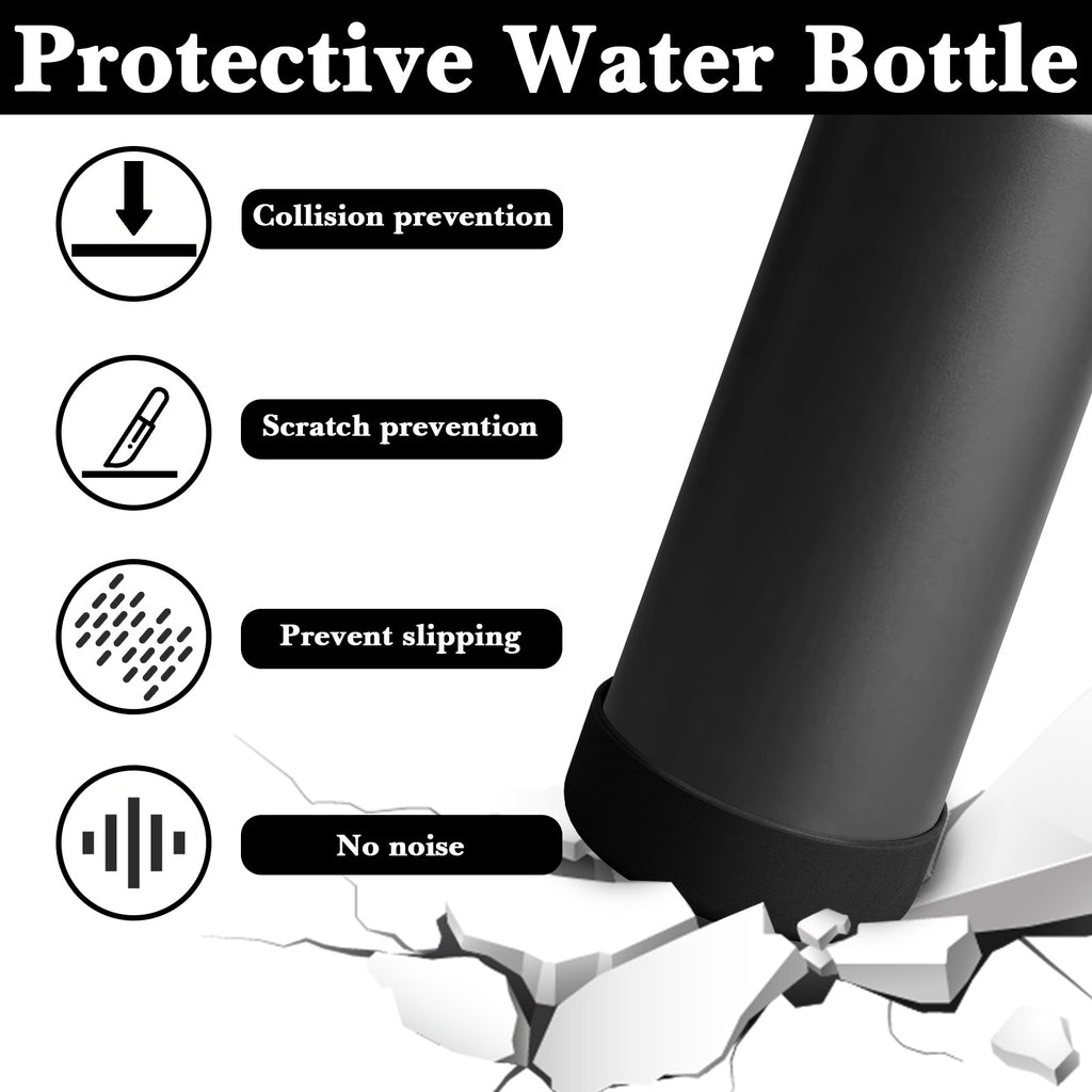 Linkidea 2 Pack Water Bottle Boot Compatible with YETI Rambler Bottle 26oz, Yonder 34oz, Silicone Anti-Slip Bottle Bottom Sleeve Bumper Protector (Black)