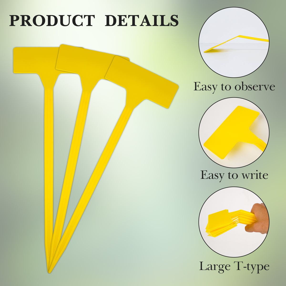 Linkidea 50pcs T-Shape Plastic Plant Labels Tags with Marker Pens, Garden Plant Accessories for Outdoor, Vegetable Seedling Label, Waterproof Orchard Signs (Yellow)