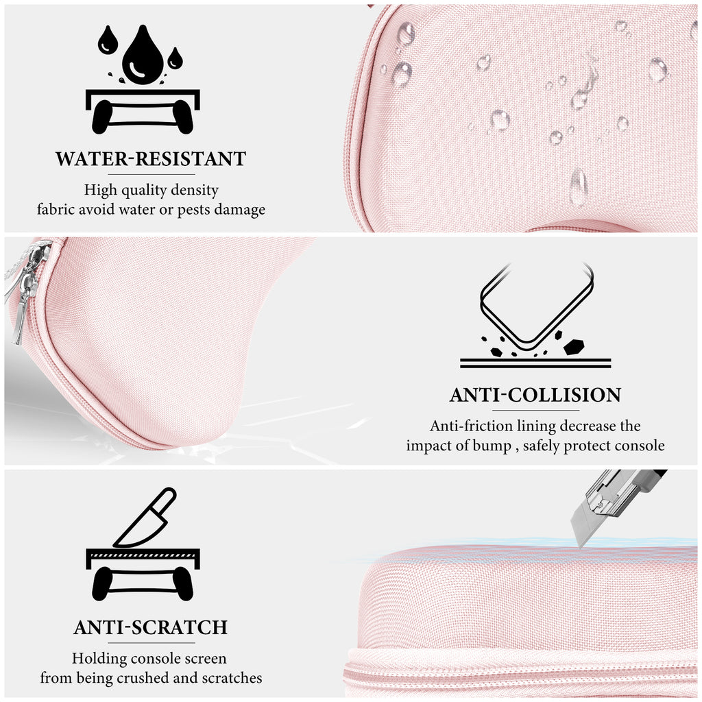 Linkidea Hard Travel Case Compatible with 8BitDo Pro 2, Ultimate and 2.4G Dual Sense Wireless Controller, Game Protective Storage Carrying Bag (Pink)