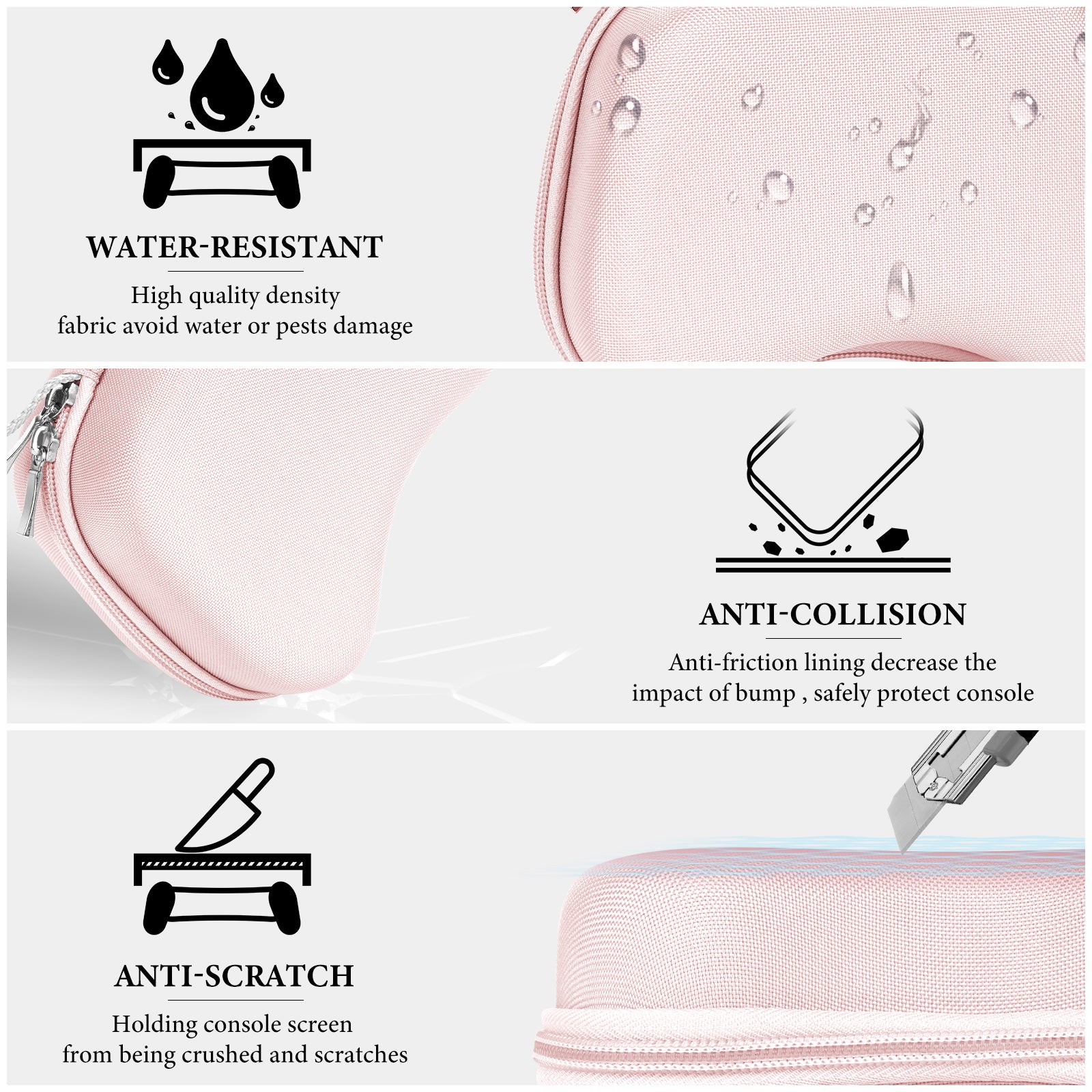 Linkidea Hard Travel Case Compatible with 8BitDo Pro 2, Ultimate and 2.4G Dual Sense Wireless Controller, Game Protective Storage Carrying Bag (Pink)