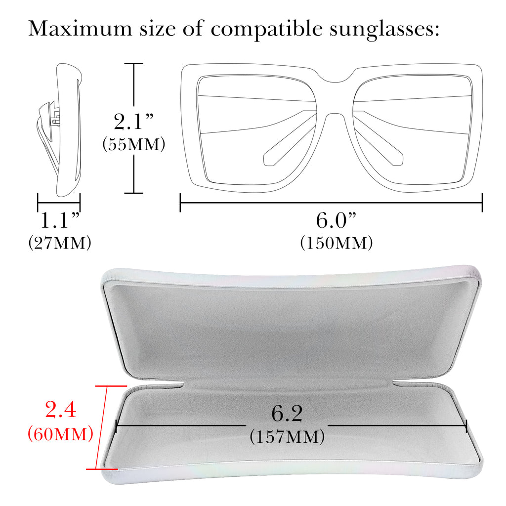 Extra Large Hard Shell Sunglasses Case, Vegan Leather Sun Glasses Storage Organizer Compatible with Persol PO3355S/PO3357S/PO3235S Rayban RB4232/RB4389/RB4202 (XL / White Colorful)