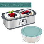 Linkidea 2 Pack Yogurt Container, 31.7 oz Round Glass Storage Bowl with Lid, Air Insulated Meal Prep Containers for Yogurt, Exact Size Compatible with Ultimate Probiotic Yogurt Maker