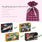 Linkidea 4 Pack Reusable Drawstring Gift Bags, Present Storage Bag for Birthday, Christmas, Non-Woven Fabric Gift Wrap Tote Bag for Kids Party Compatible with LEGO Toys (Size M / Purple)