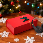 Linkidea Quick Assemble Luxury Gift Box with Magnetic Closure, Large Packaging Box with Ribbon, Shredded Paper Card, Compatible with JBL, Beats, Bose Over-Ear Headphone Gifts (Red)