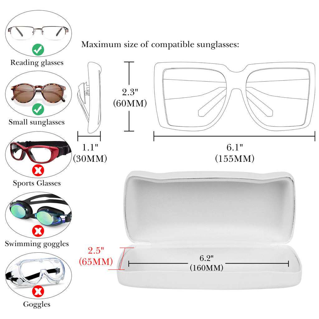 Extra Large Hard Shell Sunglasses Case, Oversized Sun Glasses Storage Organizer Compatible with DIOR Diorbay S1U Prada PR 59WS PR 63XS Gucci GG0595S GG0422S GG0879S (XL/White)