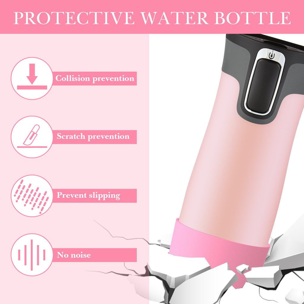 Linkidea 2 Pack Water Bottle Boot Compatible with Contigo West Loop 2.0 16oz/20oz/24oz, Huron 2.0 16oz/20oz, Silicone Anti-Slip Bottle Bottom Bumper Protector (Light Pink)