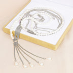 Plus Size Chain Belt for Women, Silver Color and White Faux Pearl Waist Chains, Extra Long Body Chain, 47-59 Inch Adjustable Chunky Belt Chain