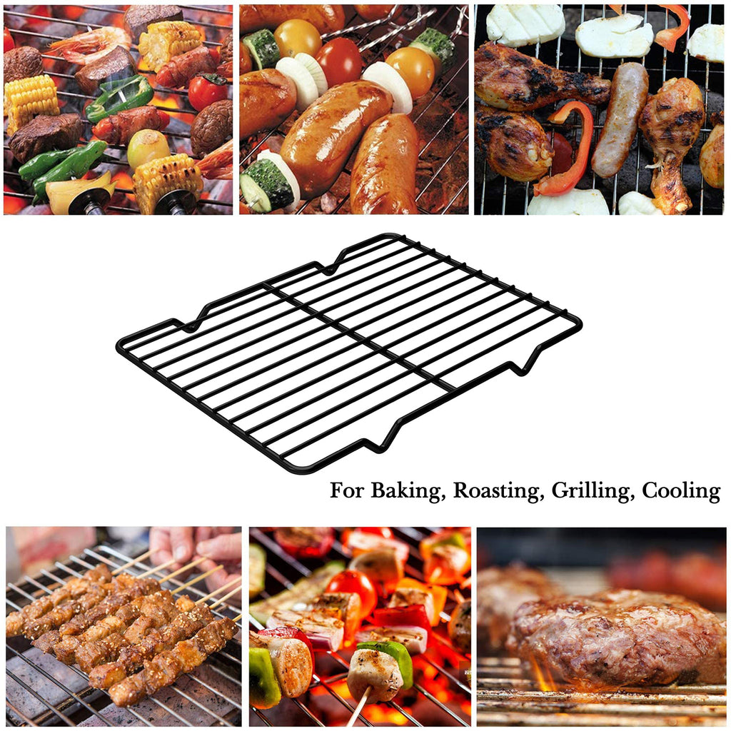 Linkidea Metal Grate Cooling Rack Pack of 2, Stainless Steel Baking Cooling Rack Rectangle 7.8'' x 10.2'', Oven Safe Grid Wire Racks for Roasting Disposable Pan (Black)
