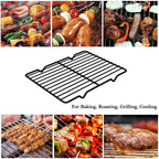 Linkidea Metal Grate Cooling Rack Pack of 2, Stainless Steel Baking Cooling Rack Rectangle 7.8'' x 10.2'', Oven Safe Grid Wire Racks for Roasting Disposable Pan (Black)
