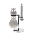 Linkidea Safety Razor Holder, Shaving Brush & Razor Stand, Compatible with MUHLE Double Edge Razor, Space-Saving Bathroom & Shower Room Storage Stand (Chrome Plating/Silver)