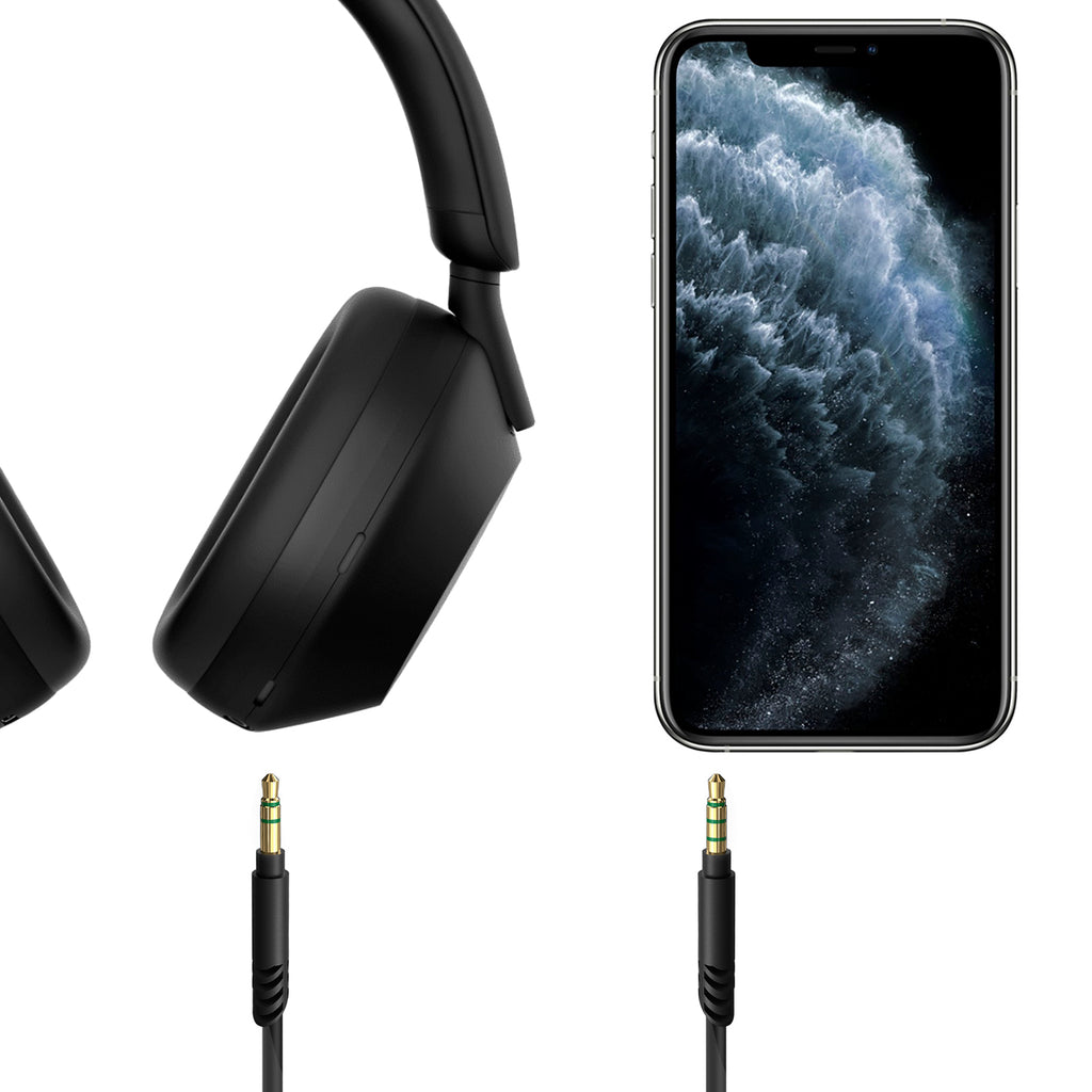 Linkidea Audio Cable with Mic for Sony WH-1000XM6/1000XM5/1000XM4, XB910N/XB900N, 3.5mm to 3.5mm Replacement Aux Cord with Inline Microphone and Volume Control (5 ft / 1.5 m)