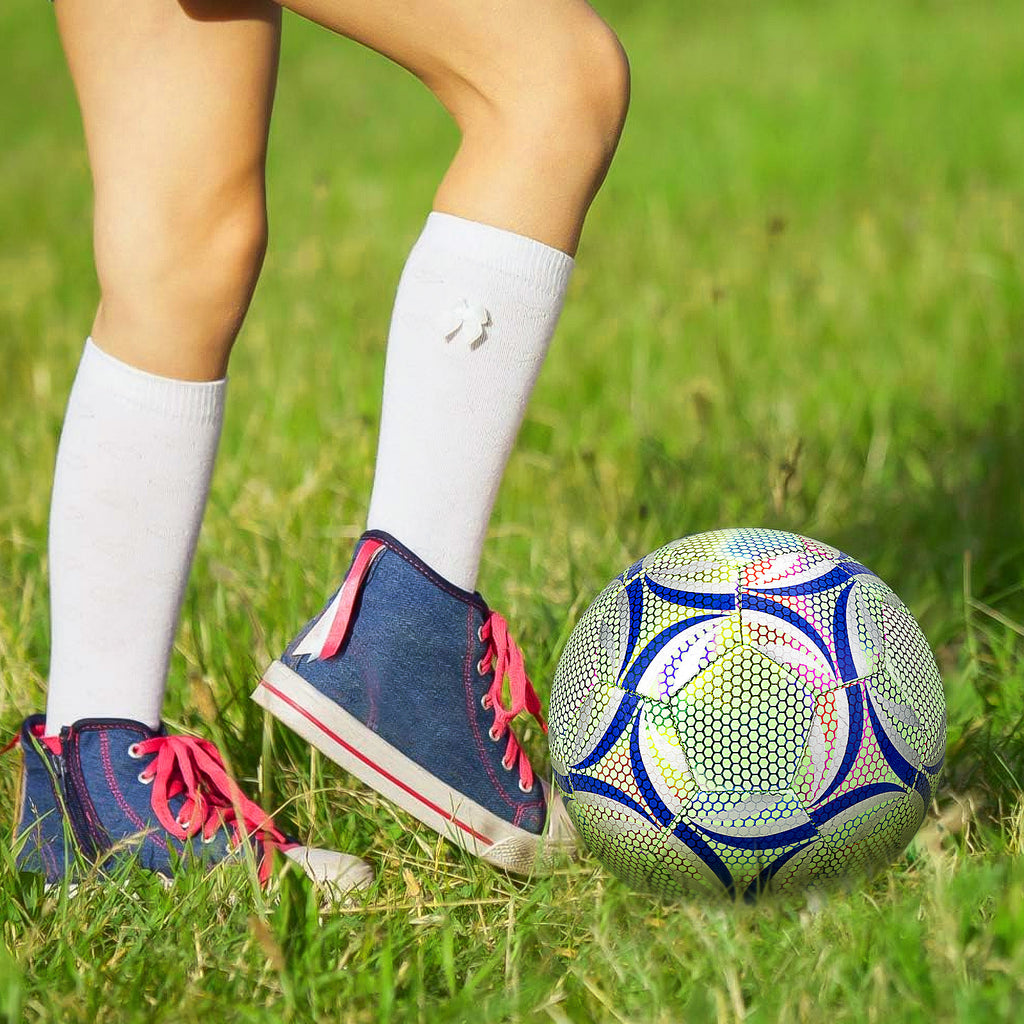 Linkidea Size 5 Glow in Dark Soccer Ball, Durable Vegan Leather Glowing Balls, Official Match Size Soccer with Good Visibility for Night Game or Training, Unique Gift for Outdoor