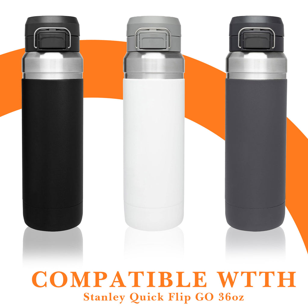 Linkidea 2 Pack Water Bottle Boot Compatible with Stanley Quick Flip GO 36oz, Silicone Waterbottle Bottom Bumper Protector (Orange)