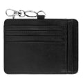 Linkidea Minimalist PU Leather Card Holder Wallet for Men & Women, Multi Card Slots Slim ID Holder with Keychain & Zipper Pocket, Compact Travel Wallet