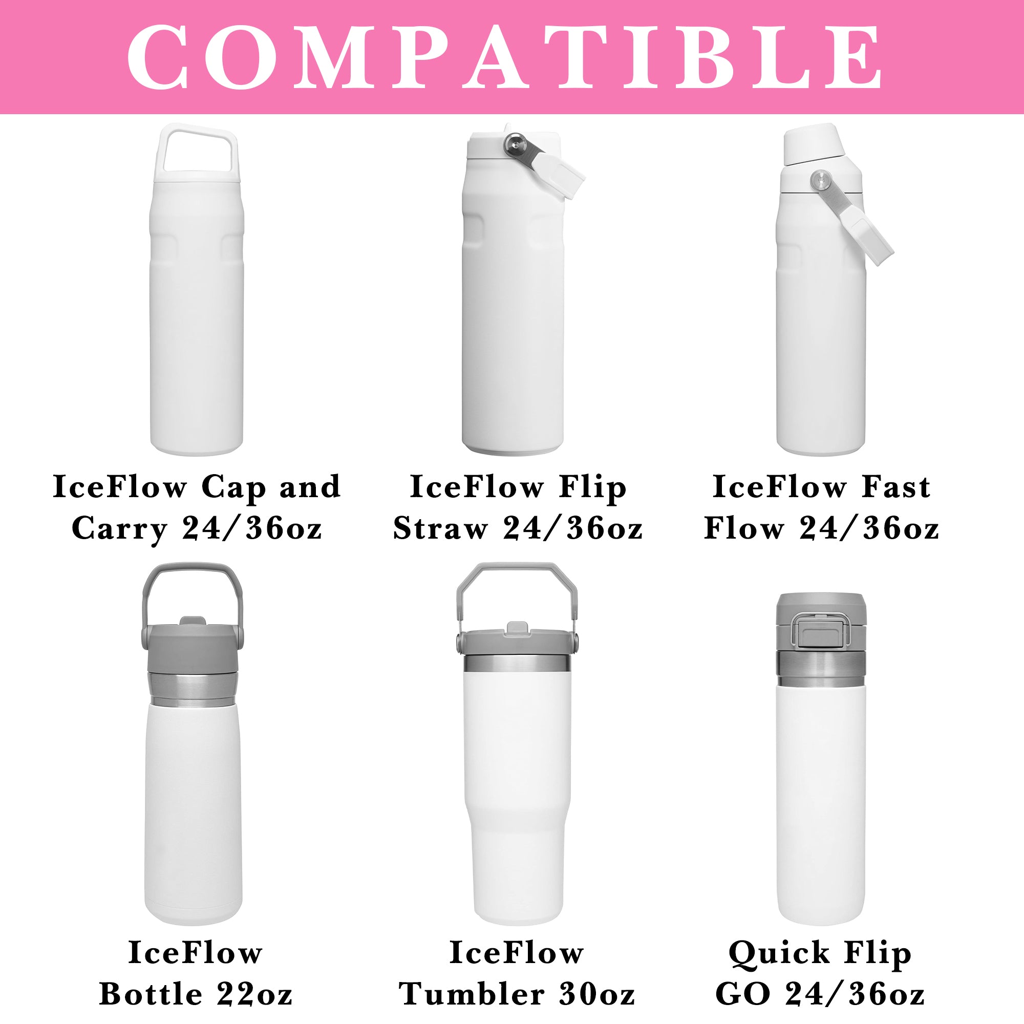 Linkidea Water Bottle Carrier with Strap Compatible with Stanley Quick Flip GO 24/36oz, IceFlow Fast Flow 24/36oz, Waterbottle Sling Bag Holder, Shoulder Strap with Phone Mesh Pocket, Pink