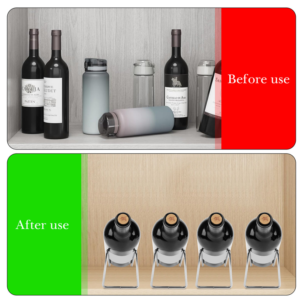 Linkidea 2 Pack Tabletop Metal Wine Rack, Bottle Display Stand for Home Bar, Kitchen & Dining Room Decor (Silver)