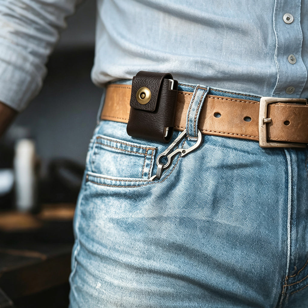 Linkidea Vegan Leather Lighter Case Holder, Protective Lighter Pouch Compatible with Standard Zippo Lighter, Portable Belt Loop Holster for Outdoor Camping Daily Use (Brown)