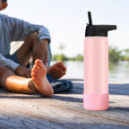 Linkidea 2 Pack Water Bottle Boot Compatible with IRON °FLASK Wide/Narrow Mouth 12oz/14oz/16oz/18oz/20oz/22oz/24oz, Silicone Bottle Bottom Sleeve Cover Bumper Protector (Light Pink)